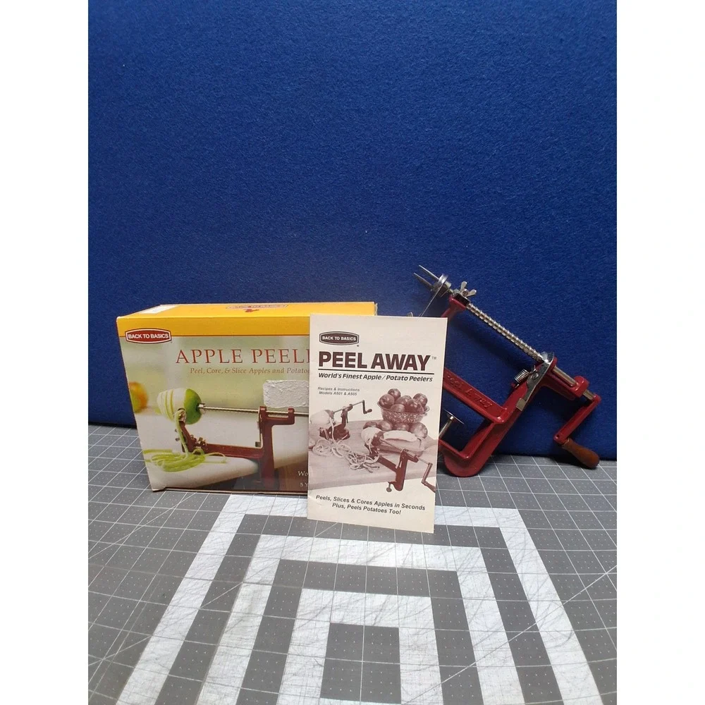 Back to‎ Basics Peel Away Apple Potato Peeler Red Cast Iron Clamp On A501